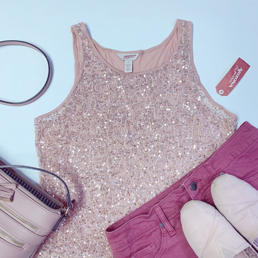NWT [Arizona Jeans Co] Rose Gold Sequin Tank